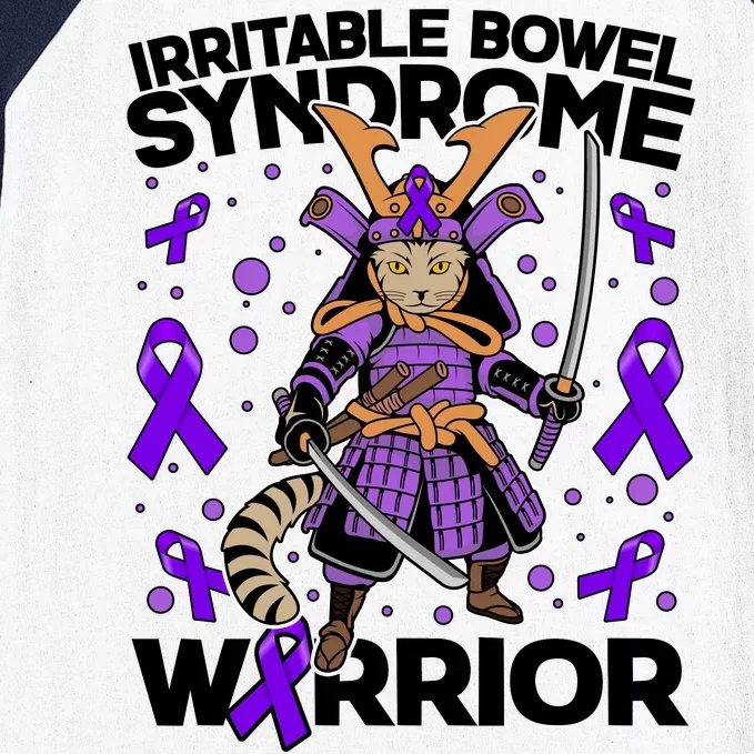 Irritable Bowel Syndrome Warrior Samurai Cat Baseball Sleeve Shirt