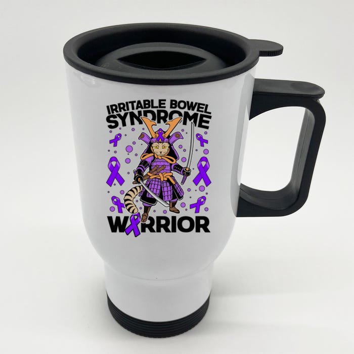 Irritable Bowel Syndrome Warrior Samurai Cat Front & Back Stainless Steel Travel Mug