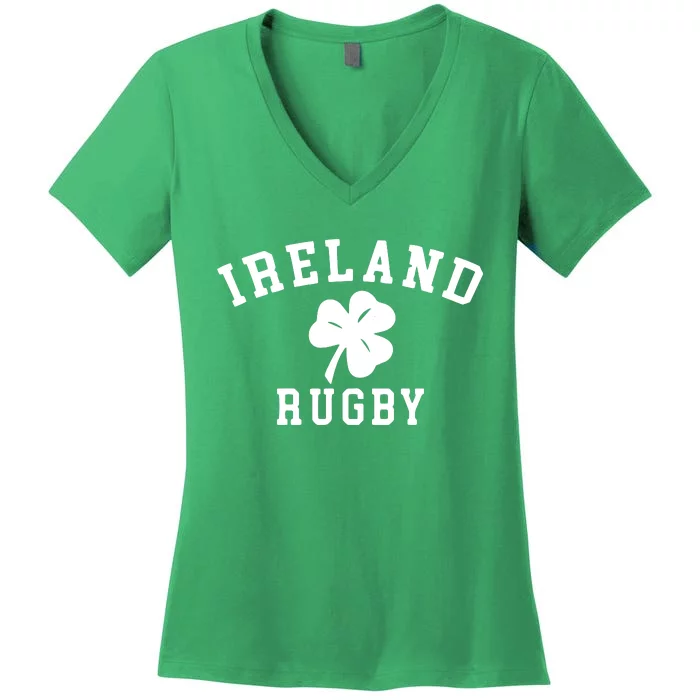 IRELAND RUGBY Shirts Irish Shamrock Rugby Women's V-Neck T-Shirt