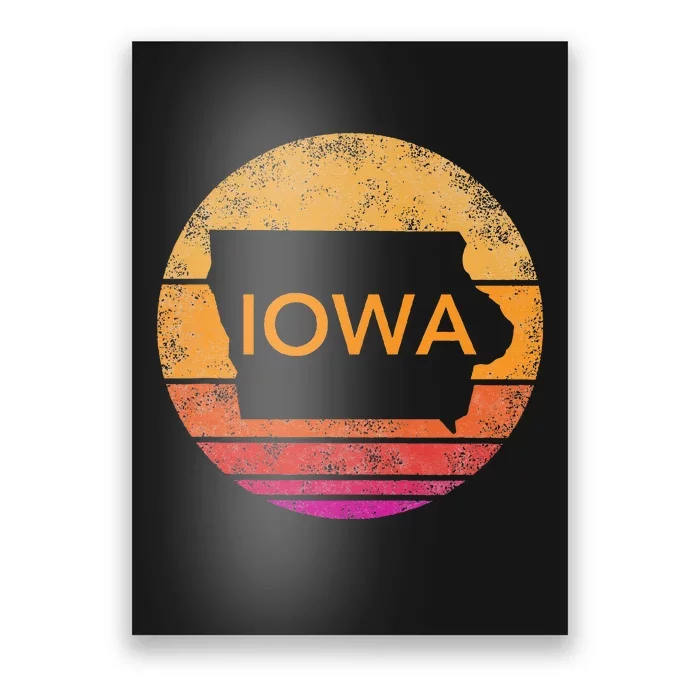 Iowa Retro Sunset  State Of Iowa Outline Poster