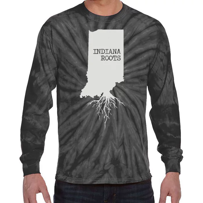 Indiana Roots State Map Gift Indiana Tie-Dye Long Sleeve Shirt