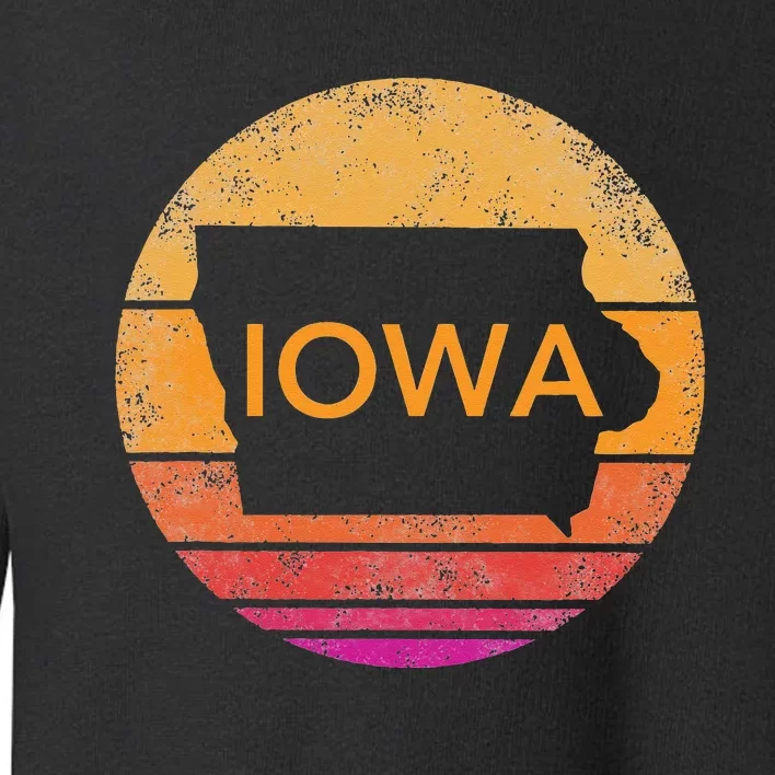 Iowa Retro Sunset State Of Iowa Outline Toddler Sweatshirt