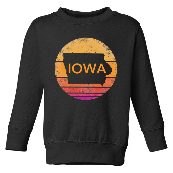 Iowa Retro Sunset State Of Iowa Outline Toddler Sweatshirt