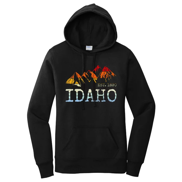 Idaho Retro Sunset Vintage Mountain Home Est 1890 Hiking Women's Pullover Hoodie