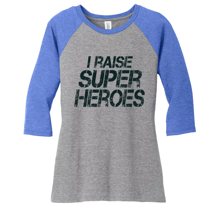 I Raise Super Heroes Proud Super Mom Super Dad Gift Women's Tri-Blend 3/4-Sleeve Raglan Shirt