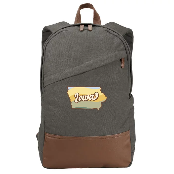 Iowa Retro Sunset Logo Cotton Canvas Backpack