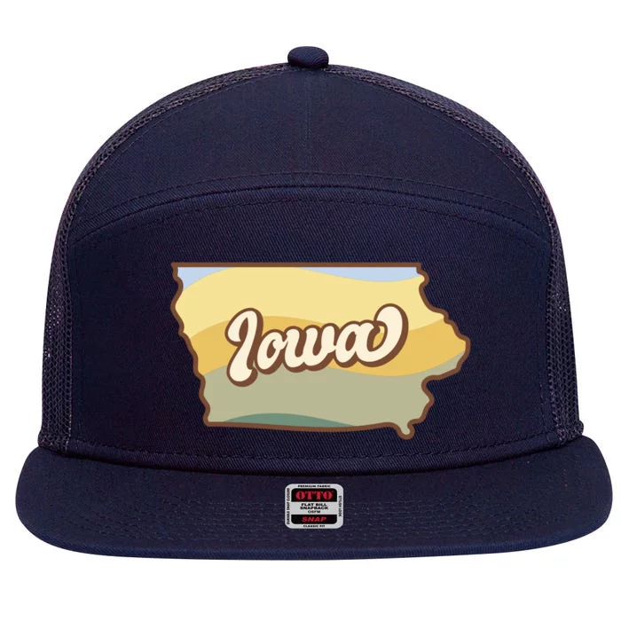 Iowa Retro Sunset Logo 7 Panel Mesh Trucker Snapback Hat