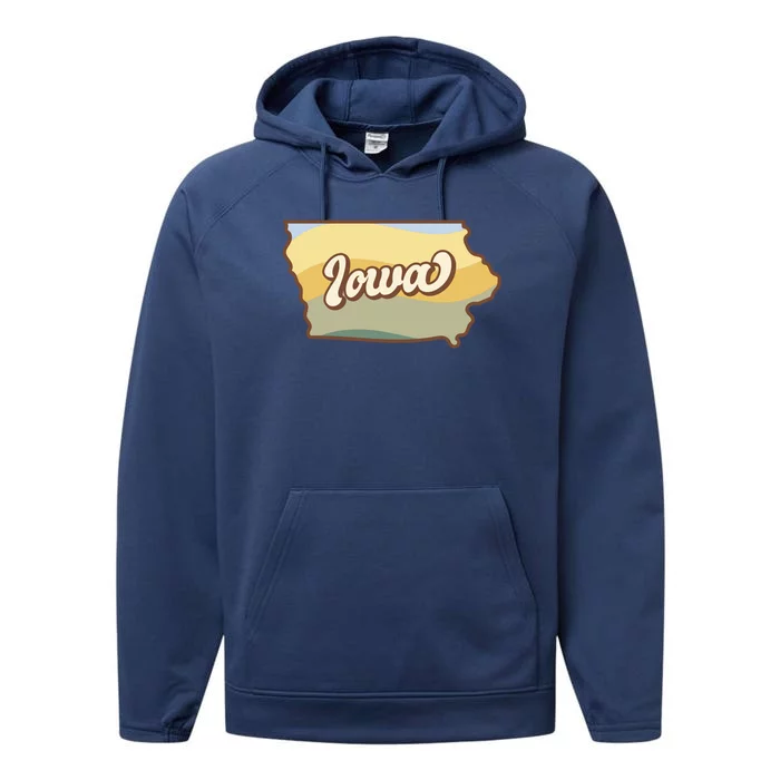 Iowa Retro Sunset Logo Performance Fleece Hoodie