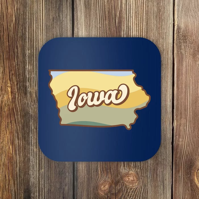 Iowa Retro Sunset Logo Coaster