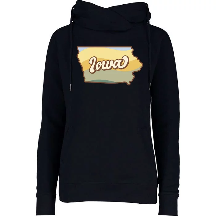 Iowa Retro Sunset Logo Womens Funnel Neck Pullover Hood