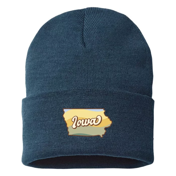 Iowa Retro Sunset Logo Sustainable Knit Beanie