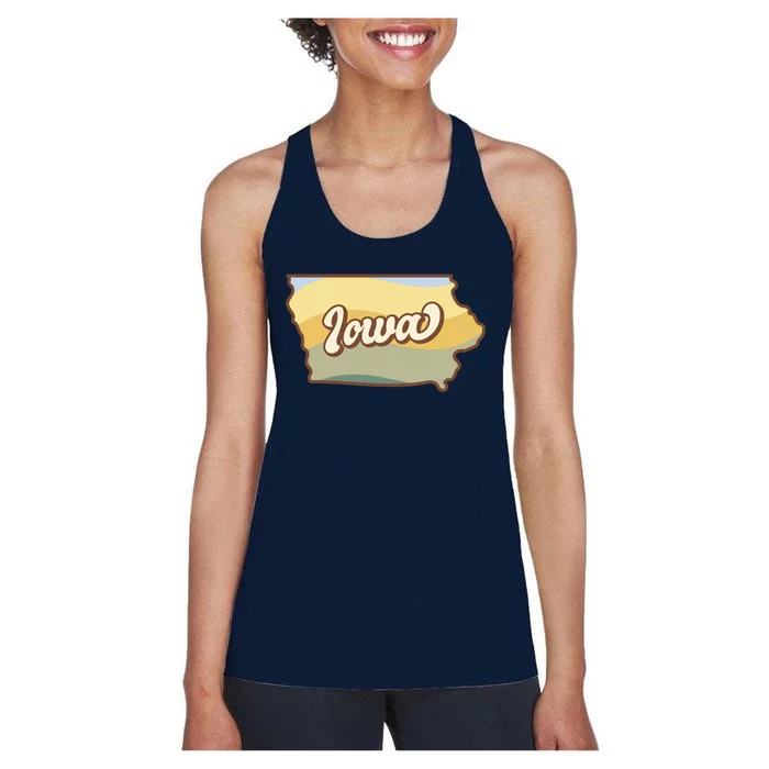 Iowa Retro Sunset Logo Women's Racerback Tank