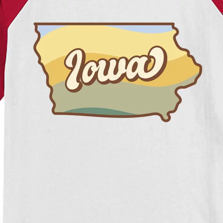 Iowa Retro Sunset Logo Kids Colorblock Raglan Jersey