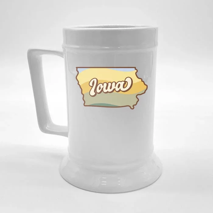 Iowa Retro Sunset Logo Front & Back Beer Stein