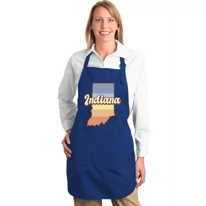 Indiana Retro Sunset Logo Full-Length Apron With Pocket