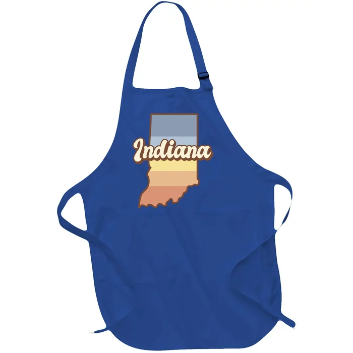 Indiana Retro Sunset Logo Full-Length Apron With Pocket