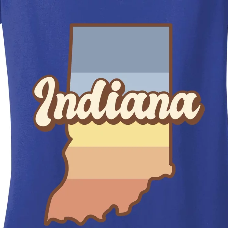 Indiana Retro Sunset Logo Women's V-Neck T-Shirt