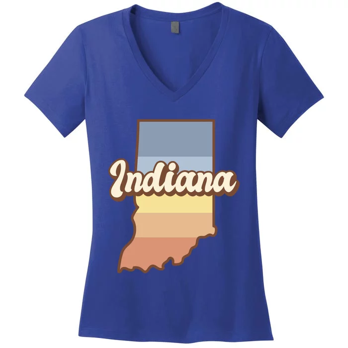 Indiana Retro Sunset Logo Women's V-Neck T-Shirt