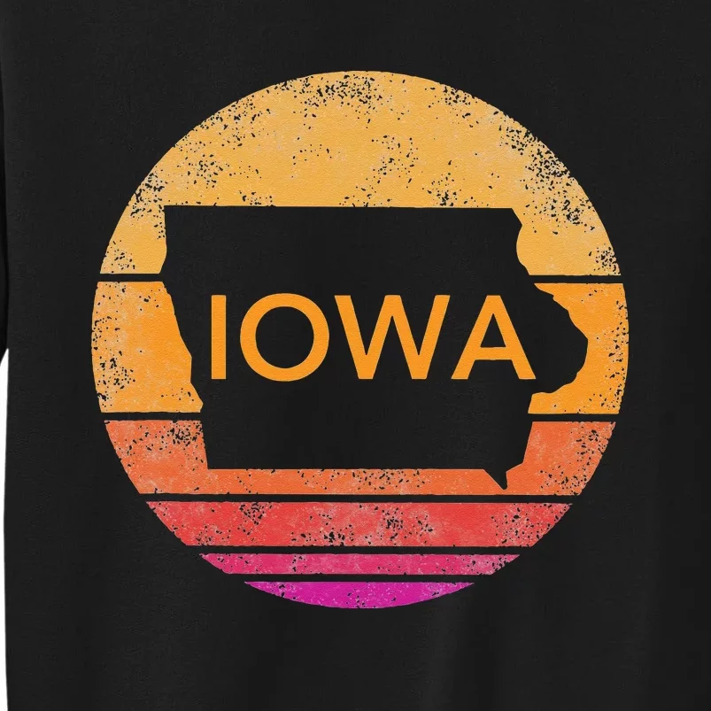 Iowa Retro Sunset State Of Iowa Outline Tall Sweatshirt