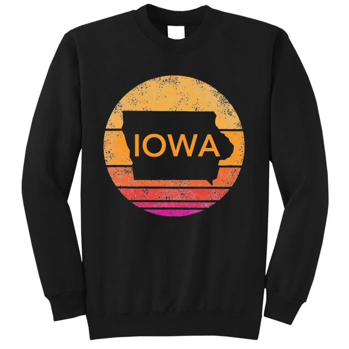 Iowa Retro Sunset State Of Iowa Outline Tall Sweatshirt