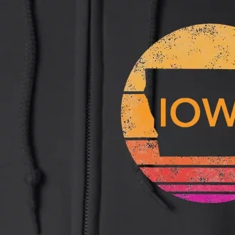 Iowa Retro Sunset State Of Iowa Outline Full Zip Hoodie