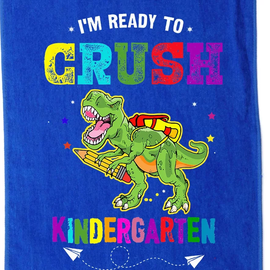 Im Ready To Crush Kindergarten Trex Dinosaur Back To School Platinum Collection Golf Towel