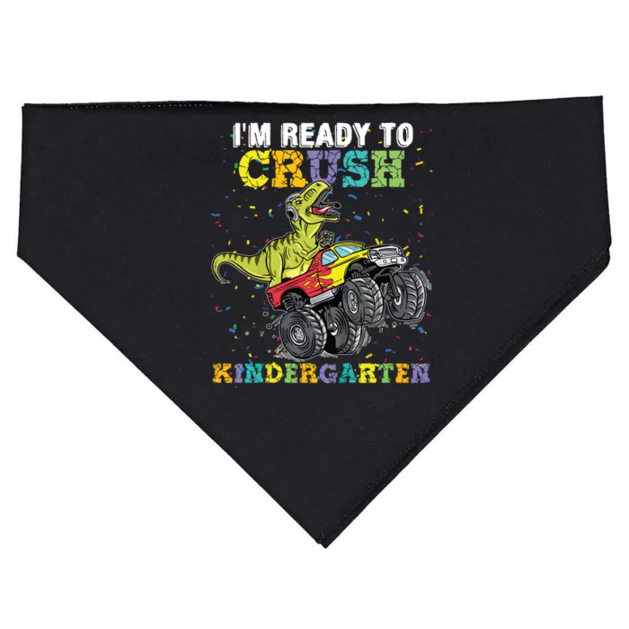 Im Ready To Crush Kindergarten Monster Truck Dinosaur Boy USA-Made Doggie Bandana