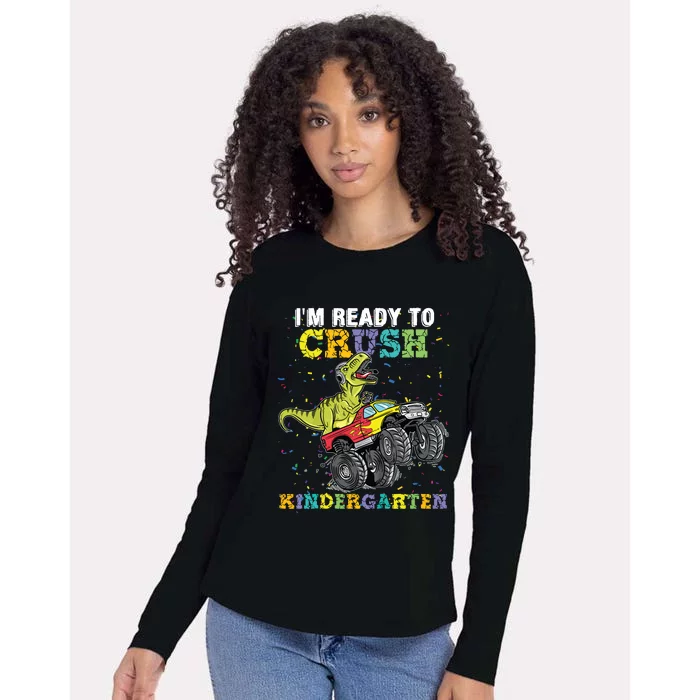 Im Ready To Crush Kindergarten Monster Truck Dinosaur Boy Womens Cotton Relaxed Long Sleeve T-Shirt