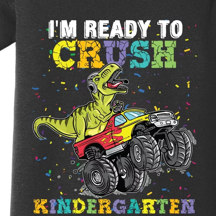 Im Ready To Crush Kindergarten Monster Truck Dinosaur Boy Baby Bodysuit