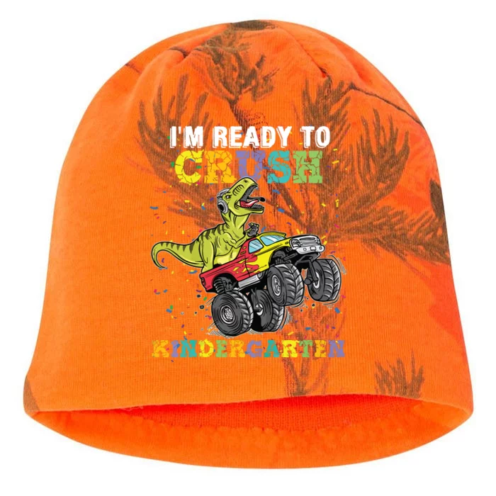 Im Ready To Crush Kindergarten Monster Truck Dinosaur Boy Kati - Camo Knit Beanie