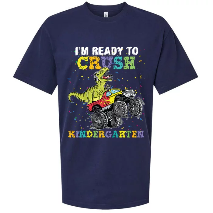 Im Ready To Crush Kindergarten Monster Truck Dinosaur Boy Sueded Cloud Jersey T-Shirt