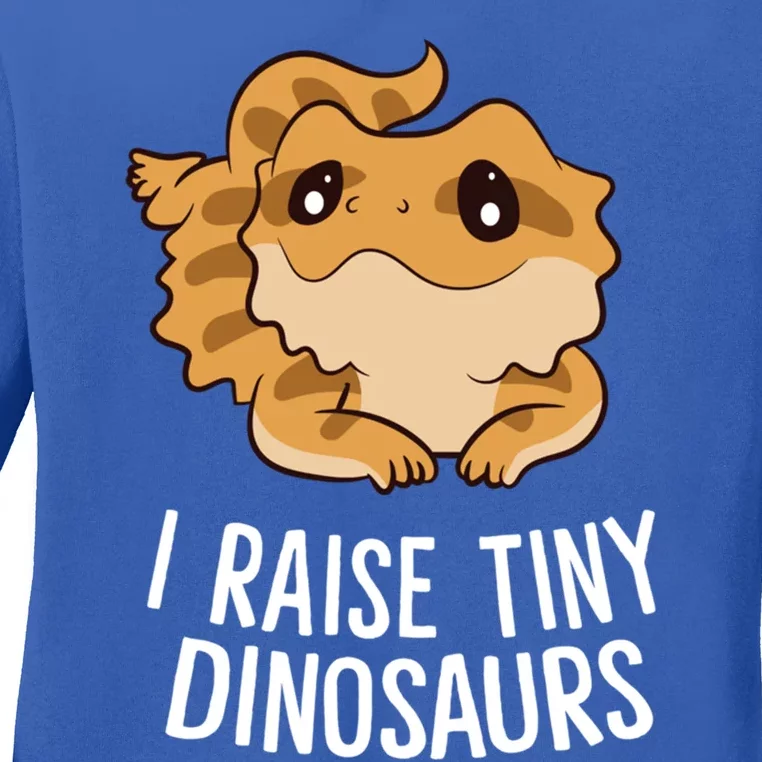 I Raise Tiny Dinosaurs Lizard Bearded Dragon Mom Gift Ladies Long Sleeve Shirt