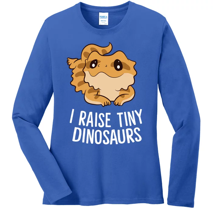 I Raise Tiny Dinosaurs Lizard Bearded Dragon Mom Gift Ladies Long Sleeve Shirt