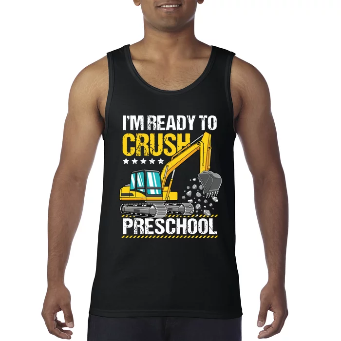 Im Ready To Crush Preschool Construction Vehicle Boy Tank Top