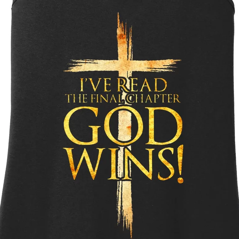 IVe Read The Final Chapter God Wins Christian Faith Cross Ladies Essential Tank