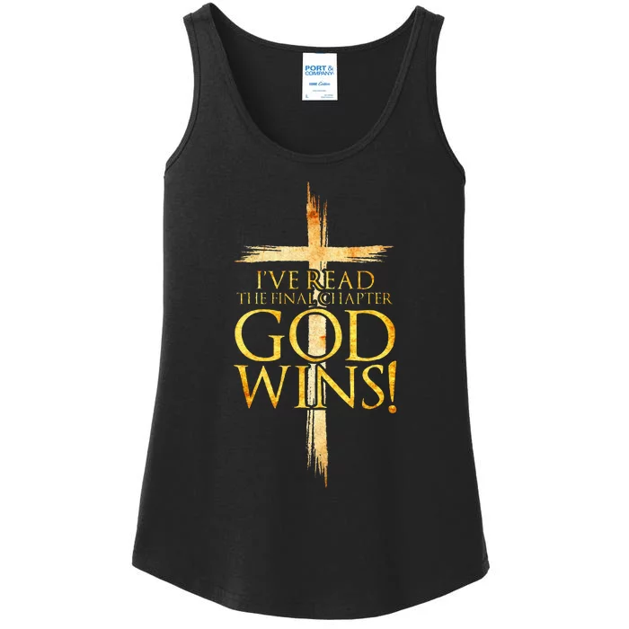 IVe Read The Final Chapter God Wins Christian Faith Cross Ladies Essential Tank