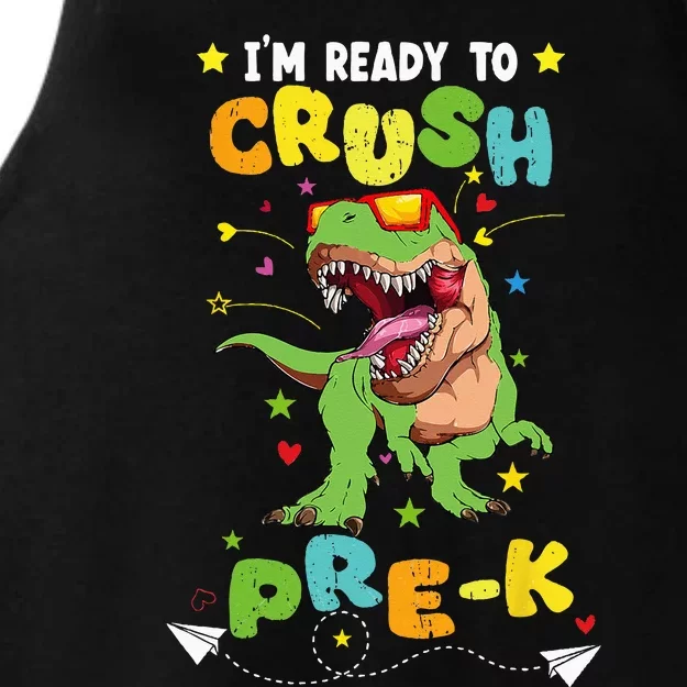 I'm ready to crush PreK T Rex Dinosaur Back To school Ladies Tri-Blend Wicking Tank