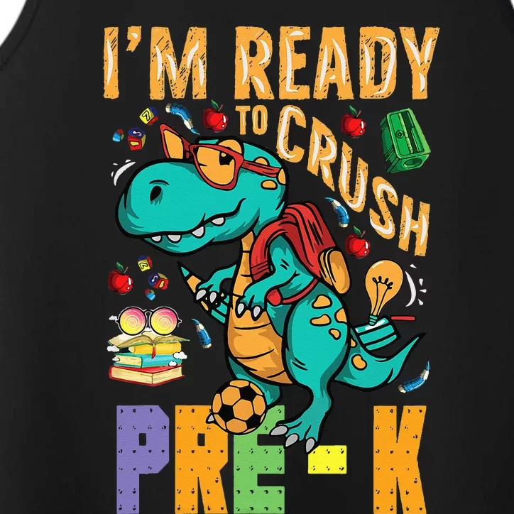 Im Ready To Crush PreK Monster Truck Dino Back To School Performance Tank