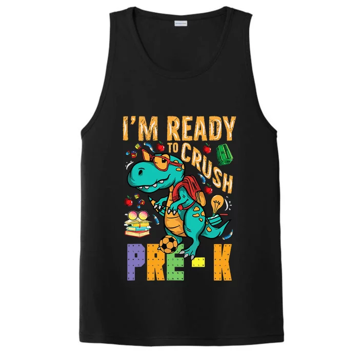 Im Ready To Crush PreK Monster Truck Dino Back To School Performance Tank