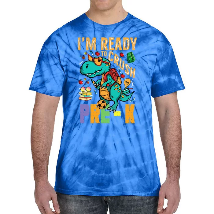 Im Ready To Crush PreK Monster Truck Dino Back To School Tie-Dye T-Shirt