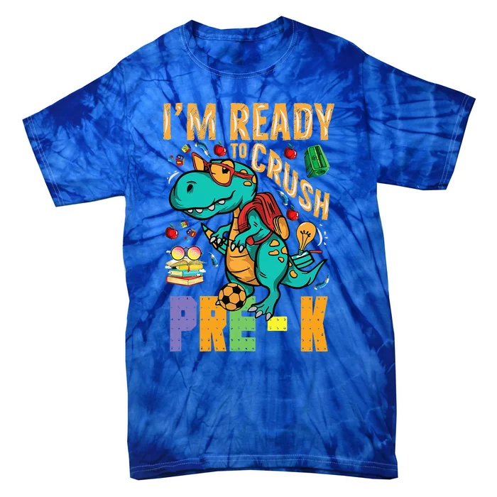 Im Ready To Crush PreK Monster Truck Dino Back To School Tie-Dye T-Shirt