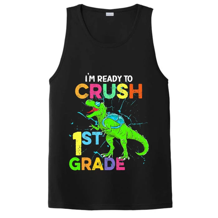 I'm Ready To Crush 1st Grade Dinosaur Back To School Performance Tank