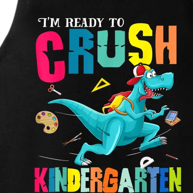 Im Ready To Crush Kindergarten Dinosaur Back To School Ladies Tri-Blend Wicking Tank