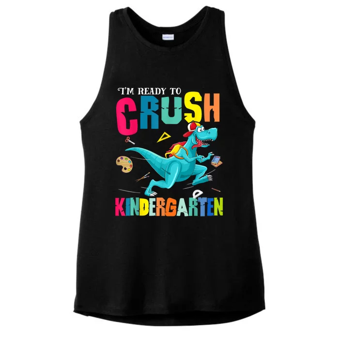 Im Ready To Crush Kindergarten Dinosaur Back To School Ladies Tri-Blend Wicking Tank