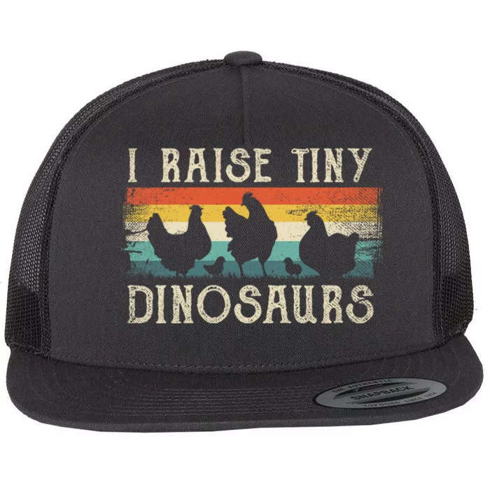 I Raise Tiny Dinosaurs Retro 70s Chicken Silhouette Flat Bill Trucker Hat