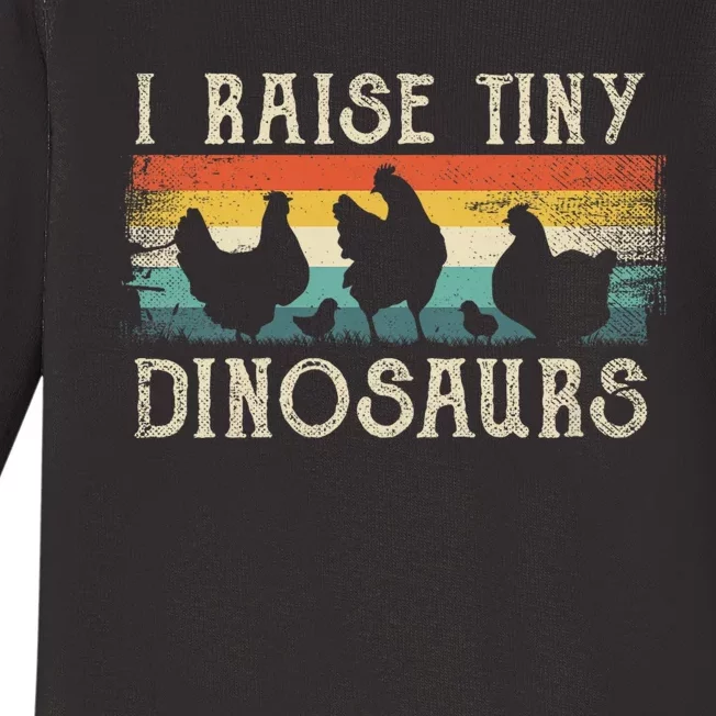 I Raise Tiny Dinosaurs Retro 70s Chicken Silhouette Baby Long Sleeve Bodysuit