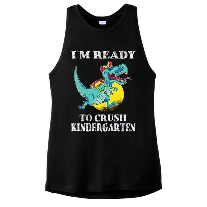 Im Ready To Crush Kindergarten Trex Dinosaur Back To School Ladies Tri-Blend Wicking Tank