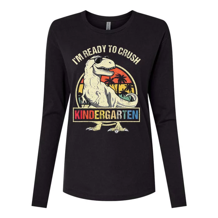 I'm Ready To Crush Kindergarten Dinosaur Back To School Womens Cotton Relaxed Long Sleeve T-Shirt