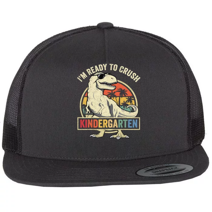 Im Ready To Crush Kindergarten Back To School Dinosaur Kids Gift Flat Bill Trucker Hat