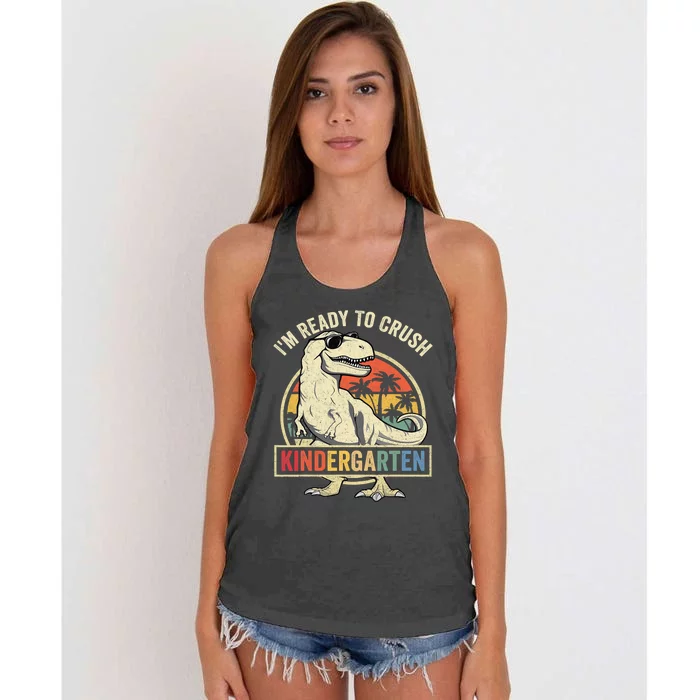 Im Ready To Crush Kindergarten Back To School Dinosaur Kids Gift Women's Knotted Racerback Tank